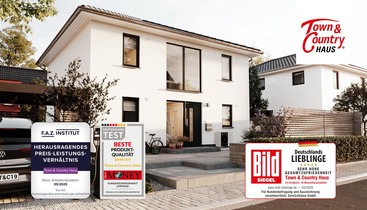 Dreifach ausgezeichnet: Town & Country Haus ist ein verlässlicher Hausbaupartner.